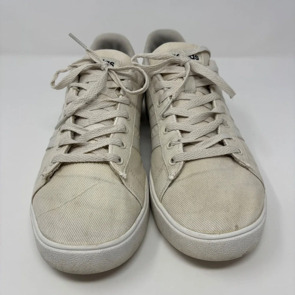 Adidas Daily 2.0 Mens Canvas Skate‎ Sneakers Off White Cream Low Top Shoes 10.5